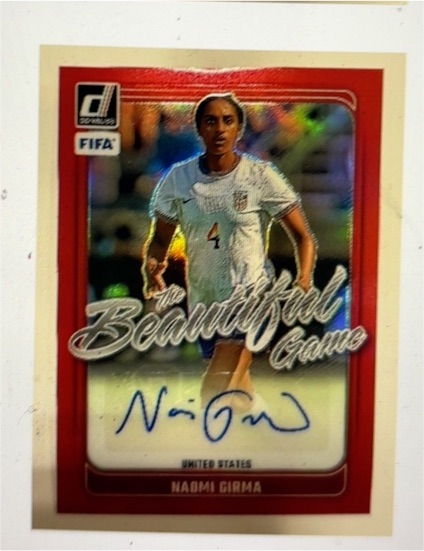 2024-25 Donruss Naomi Girma Beautiful Game Auto Red Prizm /49 — front