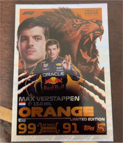 2024 Topps Turbo Attax Orange Limited Edition #1 Max Verstappen — front
