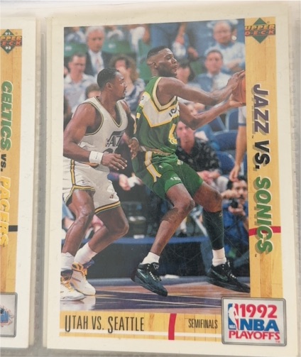 1992 Upper Deck NBA Playoffs Utah vs Seattle Semifinals — front