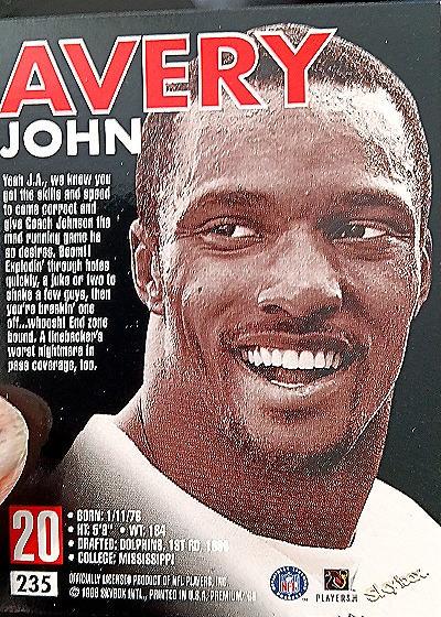 1998 SkyBox Premium #235 John Avery — back