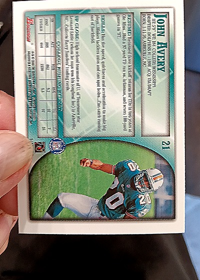 1998 Bowman #21 John Avery — back