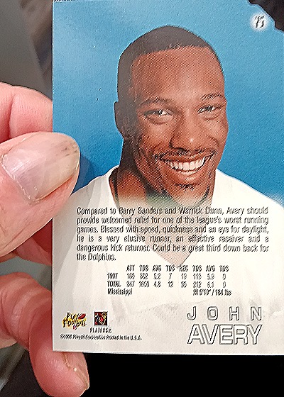 1998 Playoff Absolute #75 John Avery — back