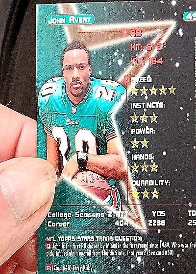 1998 Topps Stars #45 John Avery — back