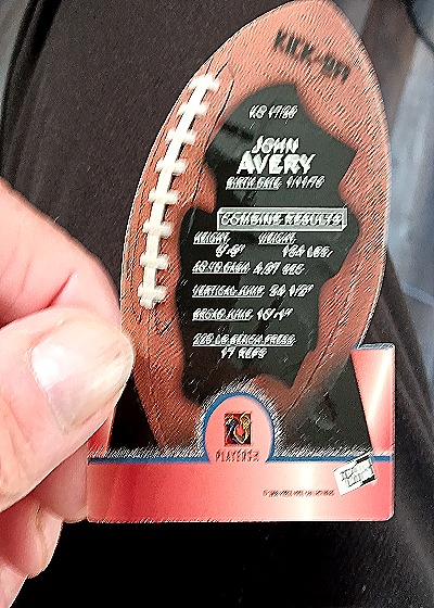 1998 Press Pass Kick-Off #KO17 John Avery — back