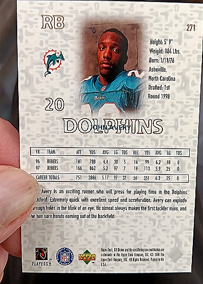 1998 Upper Deck UD Choice #271 John Avery — back