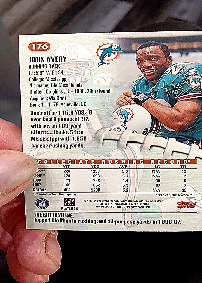 1998 Topps Stadium Club #176 John Avery — back