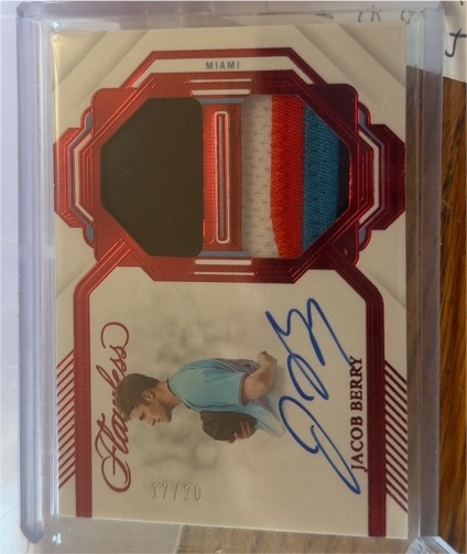 2023 Panini Flawless Jacob Berry Dual Patch Autograph — front