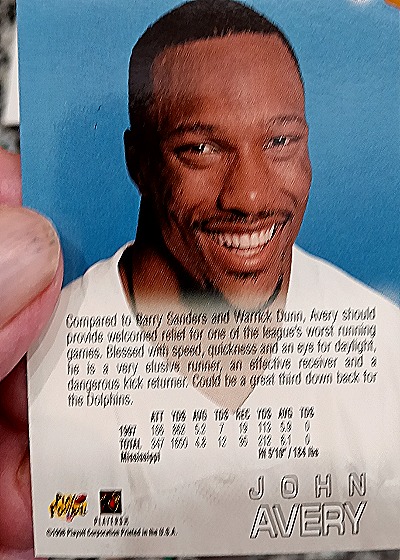 1998 Playoff Absolute Retail #75 John Avery — back