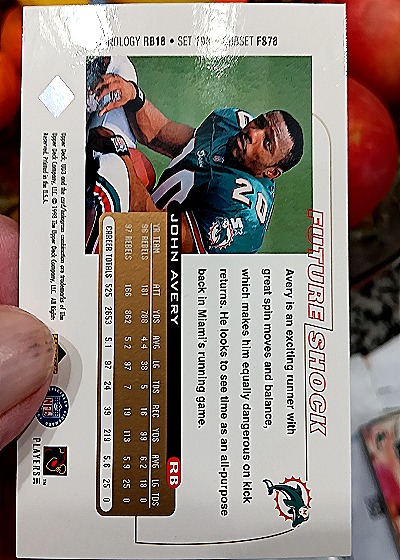 1998 Fleer Trilogy #RB18 John Avery — back