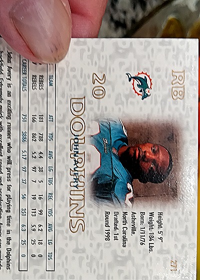1998 Upper Deck Choice #271 John Avery — back