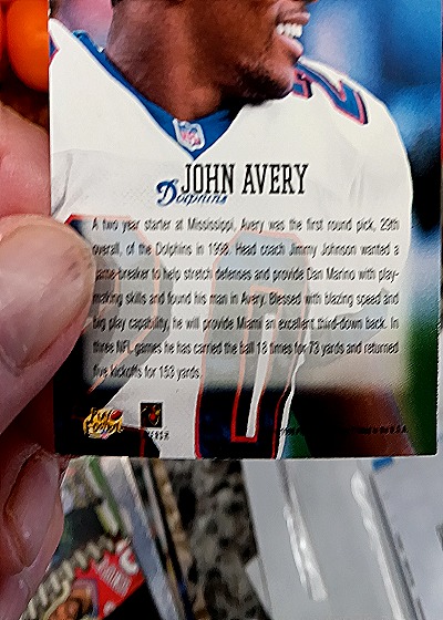1998 Playoff Momentum Retail #12 John Avery — back