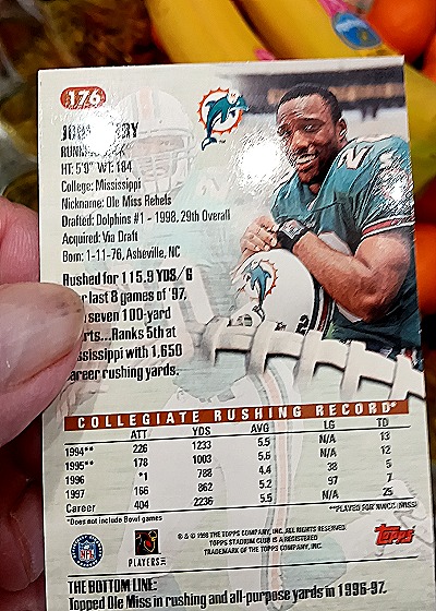 1998 Topps Stadium Club #176 John Avery — back