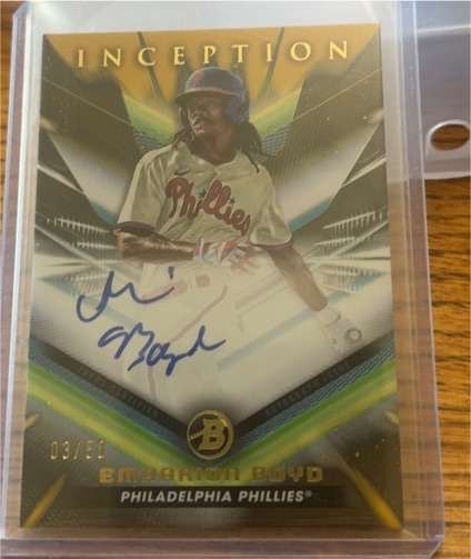 2023 Bowman Inception #BPA-EBD Emaarion Boyd — front
