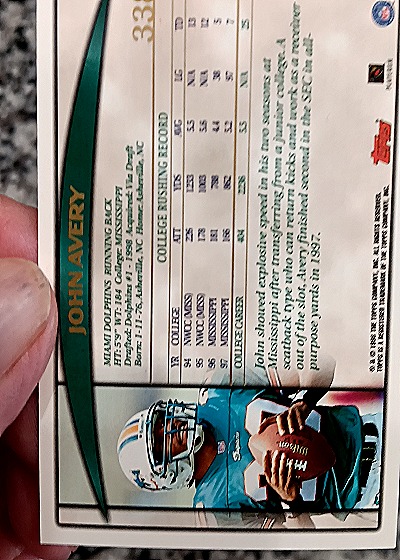 1997 Topps #333 John Avery — back