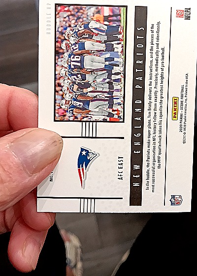 2020 Panini Huddle Up #01 New England Patriots — back