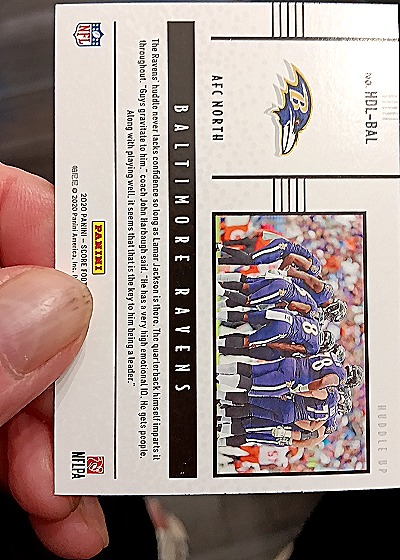 2020 Score Huddle Up #HDL-BAL Baltimore Ravens — back