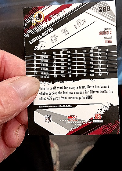 2009 Score #298 LaDell Betts — back