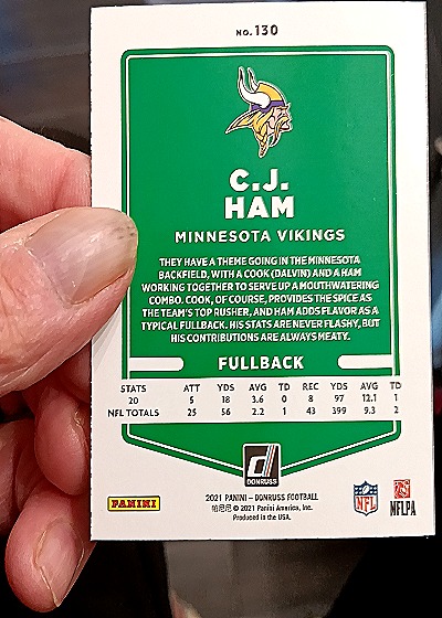 2021 Donruss #130 C.J. Ham — back