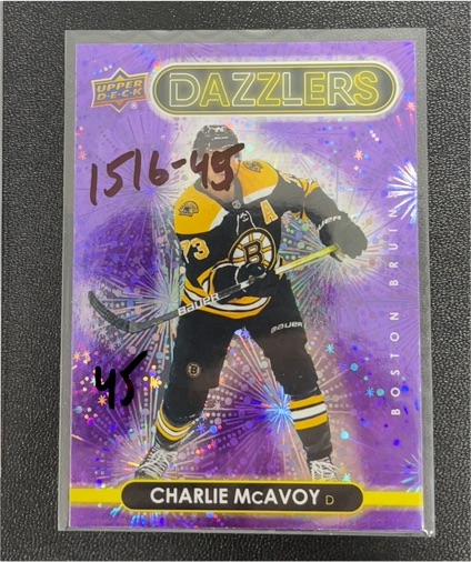2021-22 Upper Deck Dazzlers Purple #DZ-55 Charlie McAvoy — front