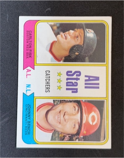 1974 Topps #331 All Star Catchers Carlton Fisk Johnny Bench — front