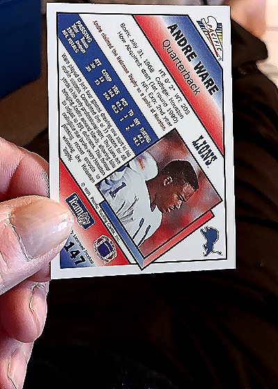 1991 Pacific #147 Andre Ware — back