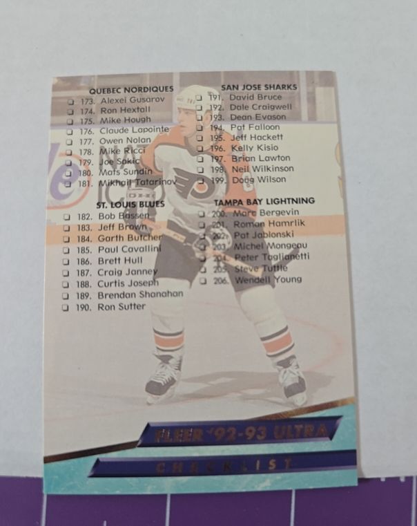 1992-93 Fleer Ultra #250 Checklist — front