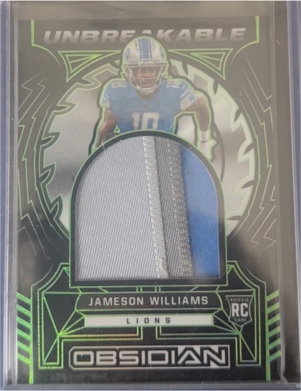 2022 Panini Obsidian Unbreakable Material #UM-JWI Jameson Williams — front