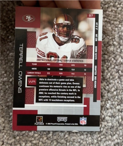2003 Playoff #87 Terrell Owens — front