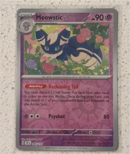 2024 Pokémon SV08: Surging Sparks #085 Meowstic — front