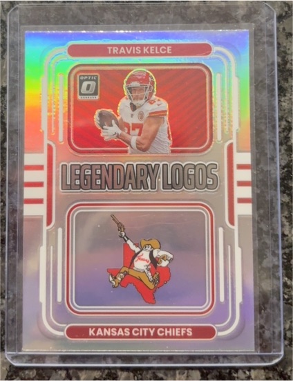 2022 Donruss Optic #LL-12 Travis Kelce Legendary Logos Silver Prizm — front