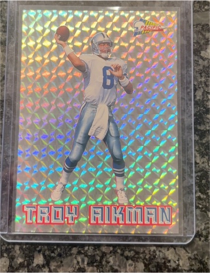 1993 Pacific #1 Troy Aikman Silver Prism — front