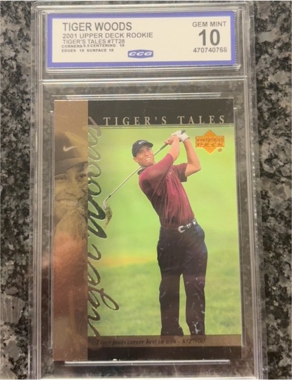 2001 Upper Deck Tiger's Tales #TT28 Tiger Woods — front