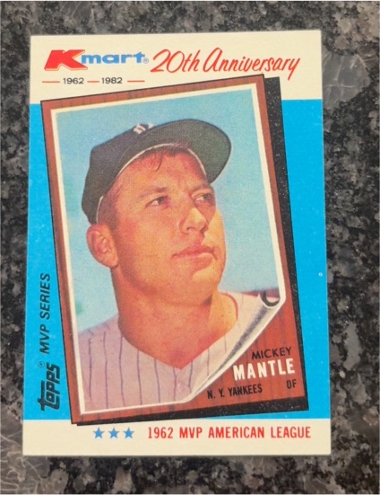 1982 Topps Kmart 20th Anniversary MVP Series #1 Mickey Mantle — front