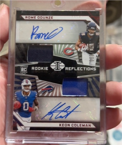 2024 Panini Illusions #RRA-WR3 Rome Odunze / Keon Coleman Rookie Reflections Dual Patch Auto — front