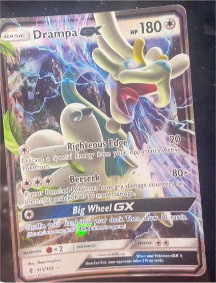 2017 Pokémon Sun & Moon Guardians Rising #115 Drampa GX — front
