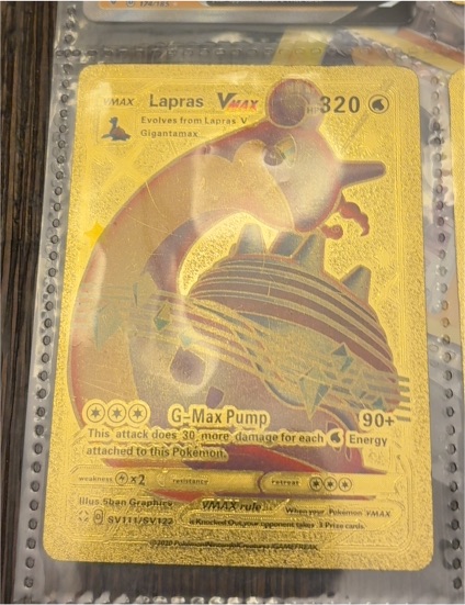 2020 Pokémon SV111/SV122 Lapras VMAX Gold Foil Fan Art — front
