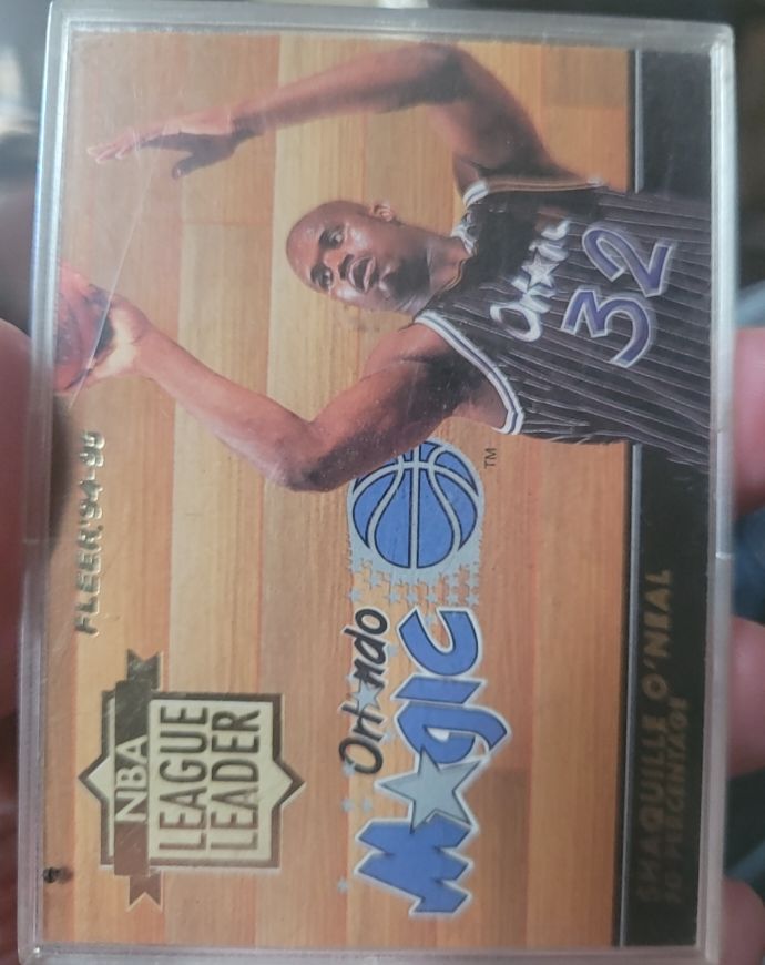 1994-95 Fleer NBA League Leader #5 Shaquille O'Neal — front