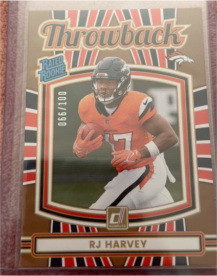 2025 Donruss #16 RJ Harvey Throwback Rated Rookie — front