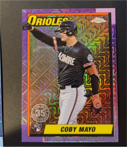 2025 Topps Series 1 1990 Topps Chrome Silver Pack Mojo #T90C-21 Coby Mayo — front