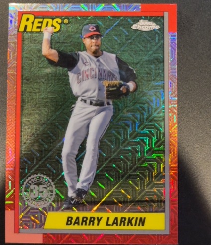 2025 Topps #T90C-38 Barry Larkin 1990 Topps Baseball 35th Anniversary Chrome — front
