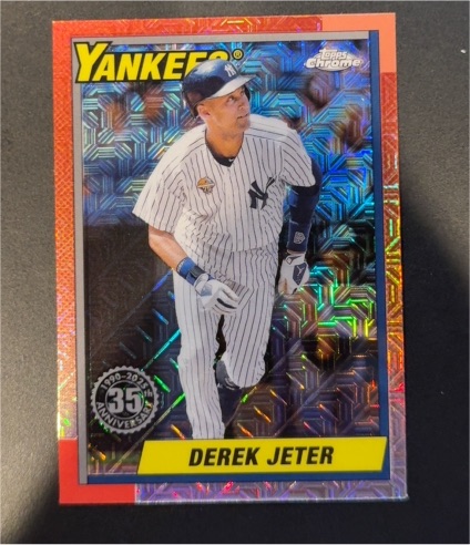2025 Topps Series 1 1990 Topps Chrome Silver Pack Mojo #T90C-5 Derek Jeter — front