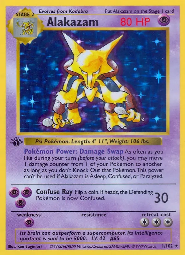 1999 Pokémon #1 Alakazam — front