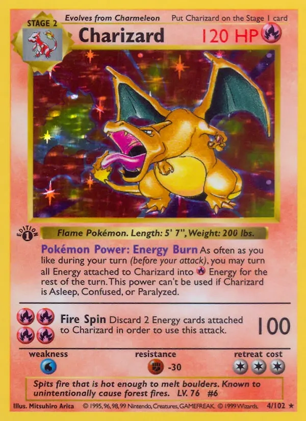 1999 Pokémon Base Set #4 Charizard — front