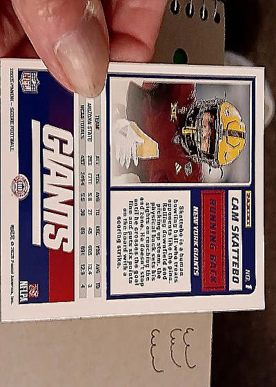 2025 Panini Score-A-Treat #1 Cam Skattebo — back