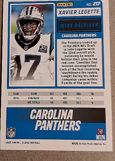2025 Panini Score-A-Treat #217 Xavier Legette — back