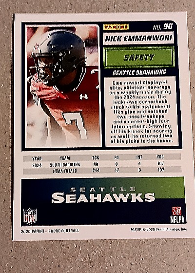 2025 Panini Score-A-Treat #96 Nick Emmanwori — back