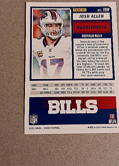 2025 Panini Score #159 Josh Allen — back