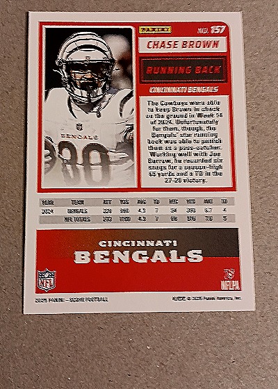 2025 Panini Score-A-Treat #157 Chase Brown — back