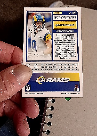 2025 Panini Score-A-Treat #196 Matthew Stafford — back