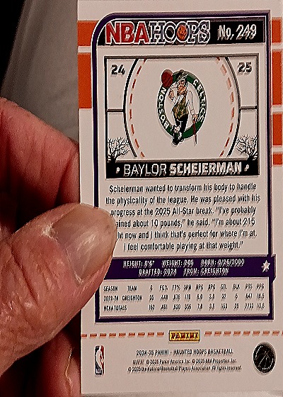 2024-25 Panini Haunted Hoops #249 Baylor Scheierman — back